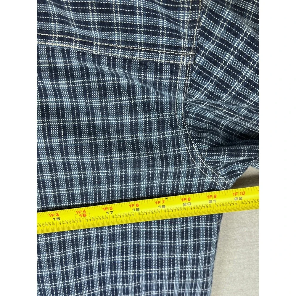 Vintage‎ Levis Quality Clothing Blue Plaid Button Down Cotton Shirt Mens S LS